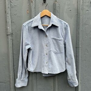Sunday Best Blue Corduroy Button Down Shirt, size Small
